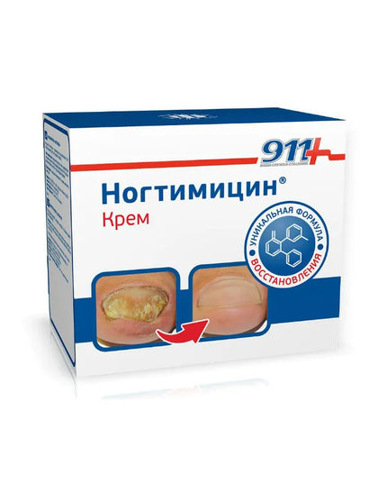 911 Nogtimycin Cream is a specialized cosmetic cream designed for the care of nails affected by fungal damage. The formula contains urea, salicylic acid, and essential oils that help soften the affected nail plate, facilitate its gradual removal, and improve the condition of the surrounding skin and nails. It is commonly used as part of comprehensive nail hygiene and care routines.