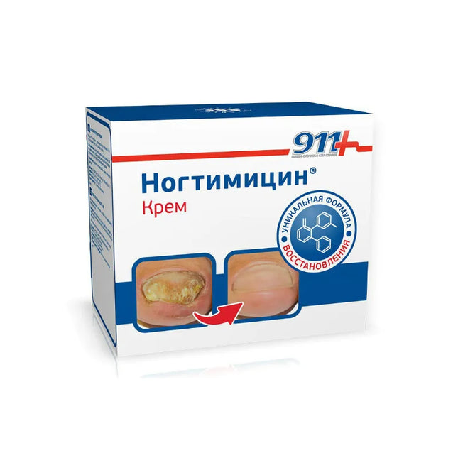 911 Nogtimycin Cream is a specialized cosmetic cream designed for the care of nails affected by fungal damage. The formula contains urea, salicylic acid, and essential oils that help soften the affected nail plate, facilitate its gradual removal, and improve the condition of the surrounding skin and nails. It is commonly used as part of comprehensive nail hygiene and care routines.