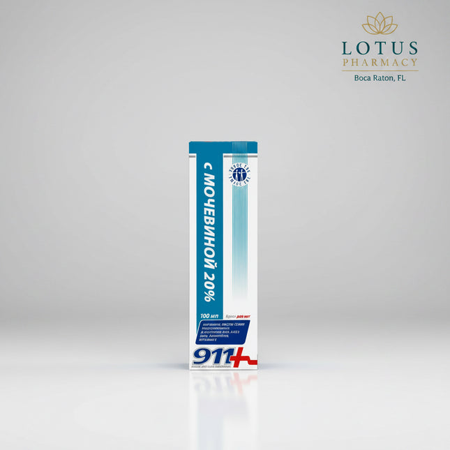 911 Urea 20% Foot Cream is a deeply softening intensive foot cream for cracked heels, thickened skin, dryness, and callus-prone feet. The 20% urea formula helps bind moisture into rough skin while softening hardened keratinized areas for smoother heels and soles. Enhanced with D-panthenol, aloe vera, allantoin, and vitamin E, it is especially popular for very dry feet, cracked heels, corns, and home pedicure care.