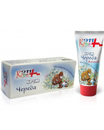 911 Kids+ cream packaging with a tube and box on a white background