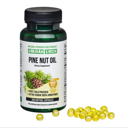 Siberian Green Pine Nut Oil Capsules 200 Softgels