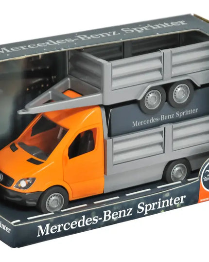 "Mercedes-Benz Sprinter", Collectable Trucks, Flatbed Truck with trailer orange
