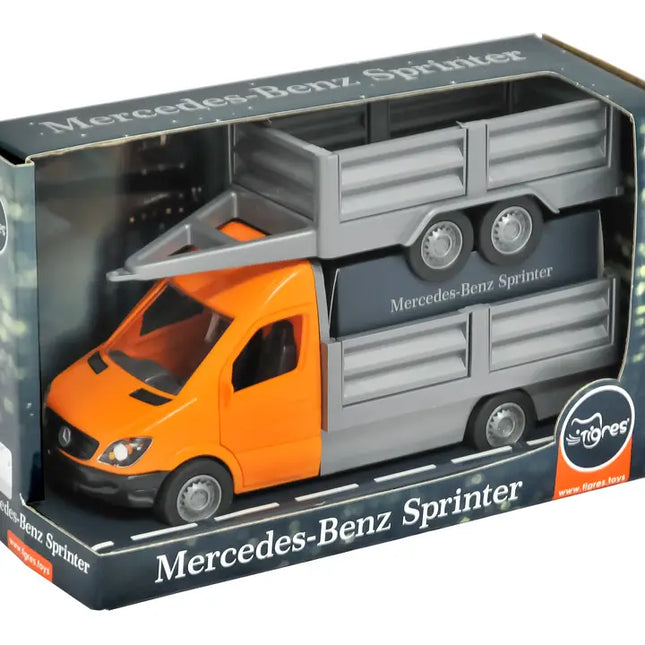 "Mercedes-Benz Sprinter", Collectable Trucks, Flatbed Truck with trailer orange