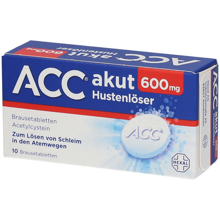ACC akut 600mg cough suppressant packaging on a white background