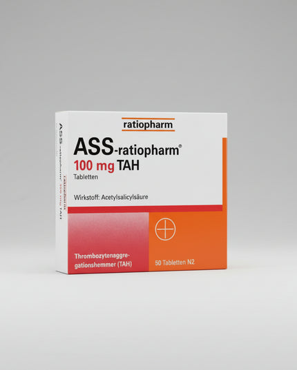 ASS-ratiopharm® 100 mg TAH is a German medicinal product containing 100 mg acetylsalicylic acid (aspirin) per tablet. It is used as an antiplatelet medicine to reduce the tendency of blood platelets to stick together and form blood clots.

Unlike aspirin products used for pain or fever, this 100 mg low-dose formulation is intended primarily for cardiovascular antiplatelet therapy, including secondary prevention following certain cardiovascular or cerebrovascular events.