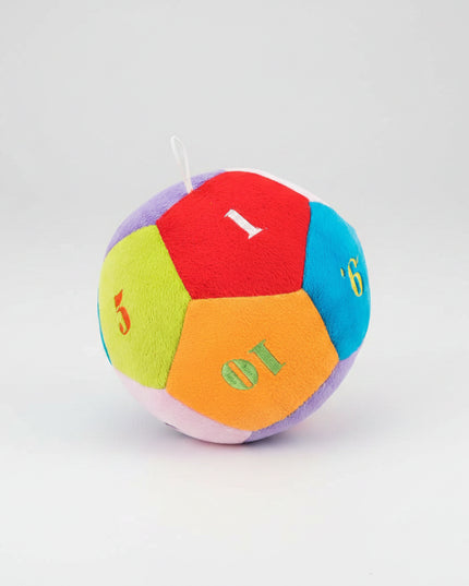 A soft, colorful plush ball designed to make early learning fun!
This adorable number ball helps little ones explore colors, numbers, and coordination through gentle play like rolling, tossing, and squeezing.