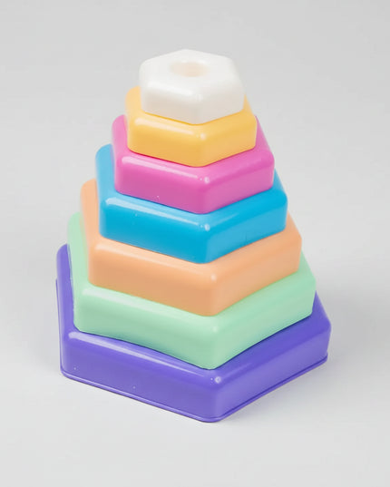 A timeless Montessori classic with a modern ELFIKI touch.
This bright stacking pyramid helps little ones explore colors, sizes, balance, and coordination in a fun and gentle way.