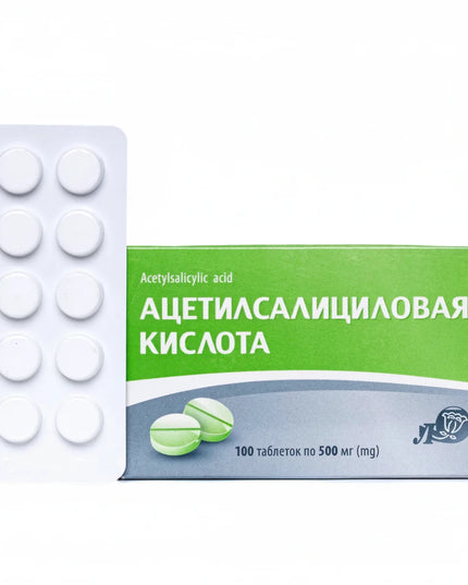Acetylsalicylic Acid (Aspirin) 500 mg is a widely used nonsteroidal anti-inflammatory drug (NSAID) that provides effective relief from pain, fever, and inflammation. It is commonly used for headaches, toothaches, muscle aches, joint pain, menstrual discomfort, and symptoms associated with colds and flu.

Acetylsalicylic acid also possesses antiplatelet properties, helping reduce platelet aggregation and blood clot formation. However, the 500 mg strength is primarily intended for pain and fever relief, while