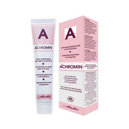 Achromin skincare product with tube and box on a white background