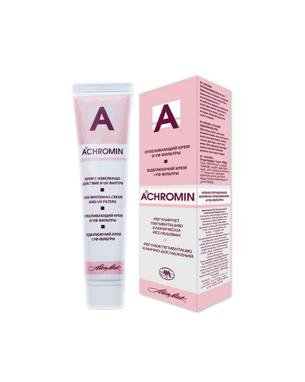 Achromin skincare product with tube and box on a white background
