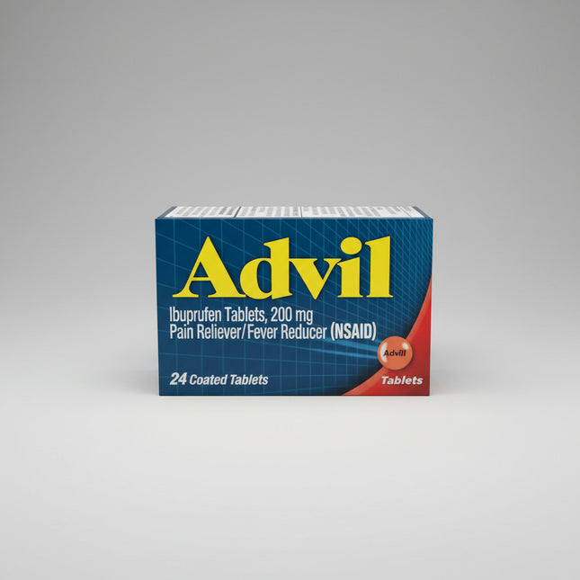Advil Regular Strength Tablets provide fast and effective relief from minor aches, pains, and fever. Each coated tablet contains 200 mg of ibuprofen, a nonsteroidal anti-inflammatory drug (NSAID) that helps reduce pain, inflammation, and fever. Advil is a trusted choice for headaches, backaches, toothaches, muscle aches, menstrual cramps, minor arthritis pain, and discomfort associated with the common cold.&nbsp;