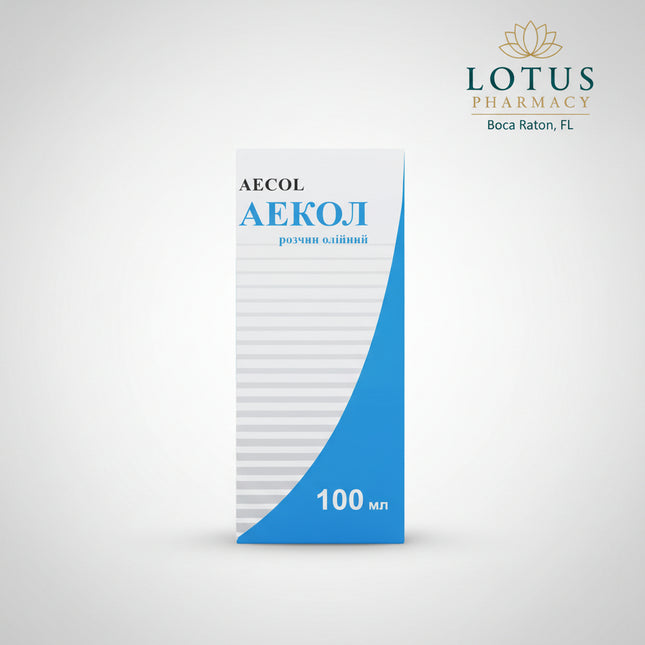 Aekol® (Аекол / Аєкол) is an OTC medicinal oil solution for topical and external use, formulated with Vitamin A (retinol acetate), Vitamin E (alpha-tocopherol acetate), menadione (Vitamin K derivative), and beta-carotene.

The Ukrainian product is officially classified as a medicine for wounds and ulcerative skin lesions that promotes tissue repair and healing. Its pharmacological actions include supporting tissue regeneration, antioxidant activity, and restoration of normal capillary and tissue function.