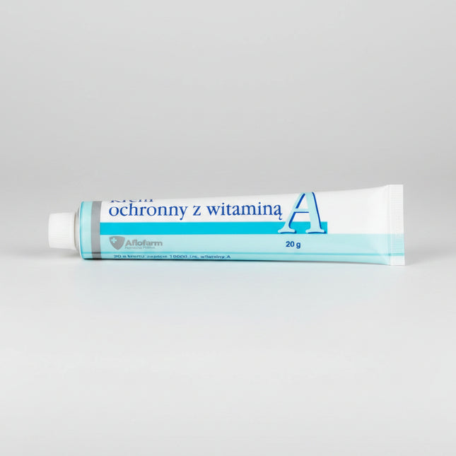 Aflofarm® Protective Cream with Vitamin A is a nourishing skin cream formulated to help protect, moisturize, and regenerate dry, irritated, and rough skin. Enriched with Vitamin A (Retinyl Palmitate) and Vitamin E, it supports the skin's natural renewal process while helping restore the protective skin barrier.

Its rich, emollient formula creates a protective layer that helps reduce moisture loss, soften rough skin, and shield against harsh environmental conditions. It is suitable for the care of dry, chap