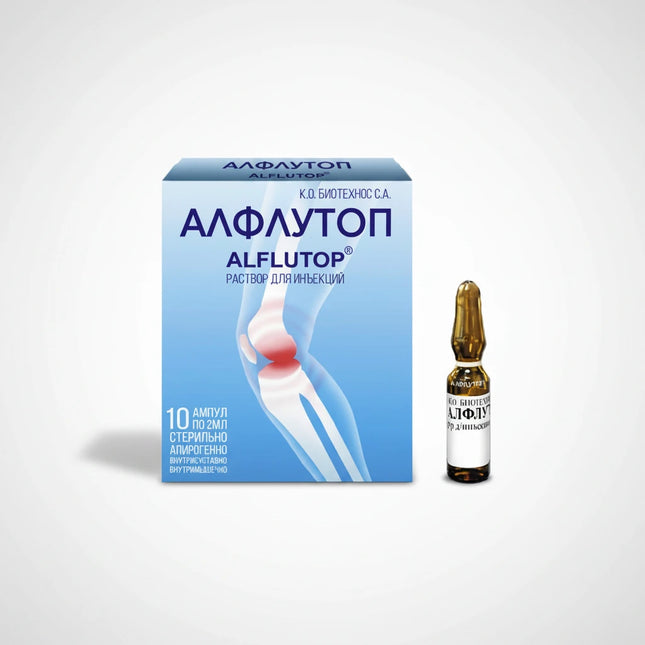 Alflutop is an&nbsp;injectable medicinal product used to support the treatment of degenerative and inflammatory joint and spine conditions. It is a biological extract of marine fish, containing a complex of bioactive substances that help protect cartilage tissue, reduce inflammation, and support joint mobility.