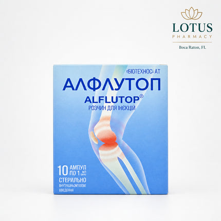 Alflutop is an&nbsp;injectable medicinal product used to support the treatment of degenerative and inflammatory joint and spine conditions. It is a biological extract of marine fish, containing a complex of bioactive substances that help protect cartilage tissue, reduce inflammation, and support joint mobility.