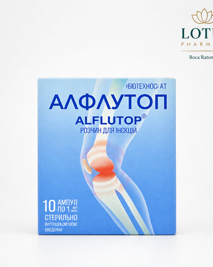 Alflutop is an&nbsp;injectable medicinal product used to support the treatment of degenerative and inflammatory joint and spine conditions. It is a biological extract of marine fish, containing a complex of bioactive substances that help protect cartilage tissue, reduce inflammation, and support joint mobility.