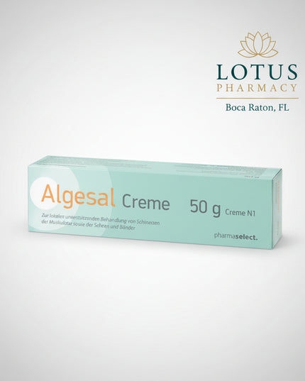 Algesal® Creme is a topical analgesic and anti-inflammatory cream designed for the symptomatic relief of muscle, joint, tendon, and rheumatic pain. It combines diethylamine salicylate, which penetrates the tissues to reduce inflammation and pain, with myrtecaine, a local anesthetic that provides rapid pain relief and helps relax tense muscles. The cream is fast-absorbing, non-greasy, and acts directly at the site of discomfort.