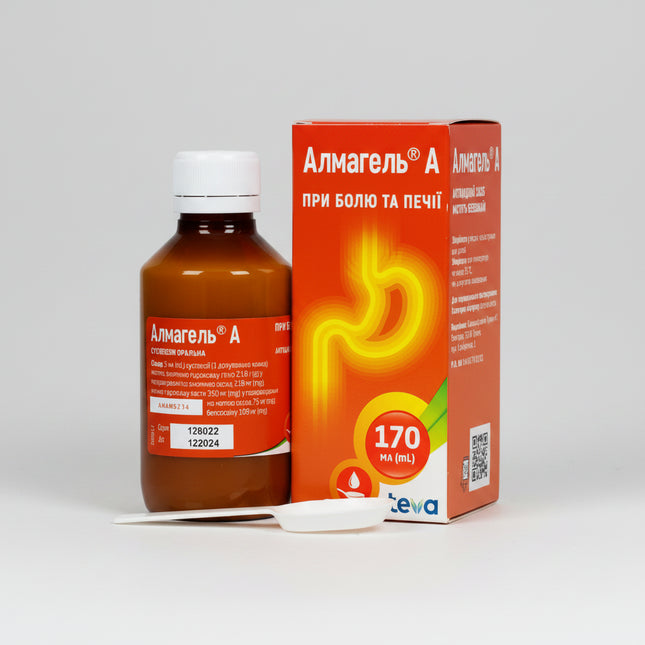 Almagel® A is an oral antacid suspension formulated to provide fast symptomatic relief from heartburn, acid indigestion, stomach pain, and upper gastrointestinal discomfort associated with excess gastric acid. It works by neutralizing stomach acid, reducing pepsin activity, and providing a protective coating over the stomach lining. Almagel A also contains a local analgesic agent to help relieve pain/discomfort.