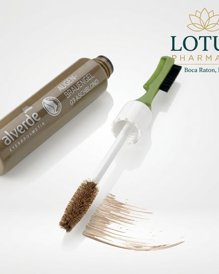Alverde Eyebrow Gel 03 Ash Blond is a tinted eyebrow styling gel designed to help shape, define, and softly fill the brows while keeping hairs in place. The cool-toned Ash Blond shade is suited to lighter brow colors and creates a natural-looking finish without appearing overly warm.