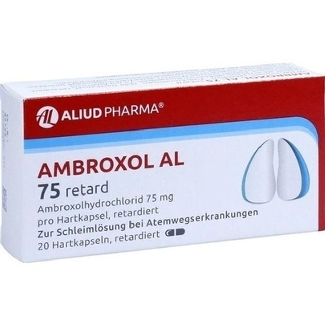 Aliud Pharma Ambroxol AL 75 retard packaging on a white background