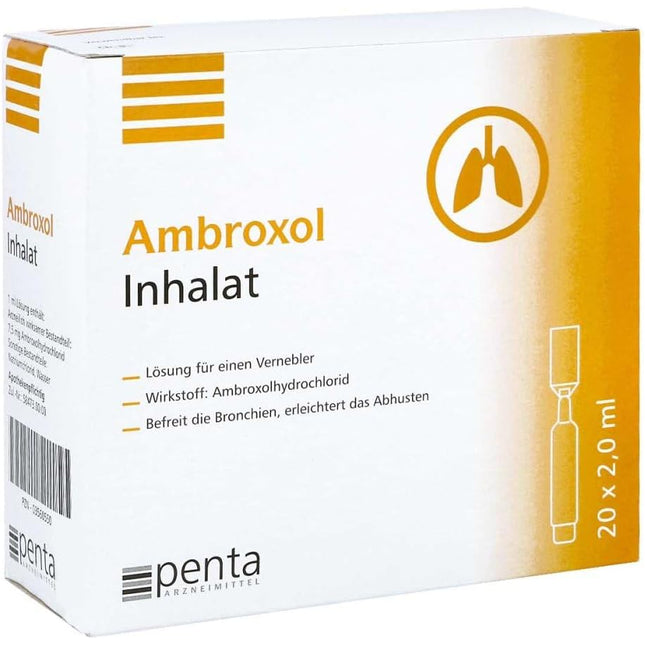 Ambroxol Inhalat packaging with yellow and white design