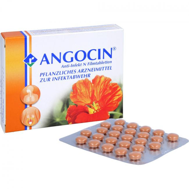 ANGOCIN packaging with tablets on a white background