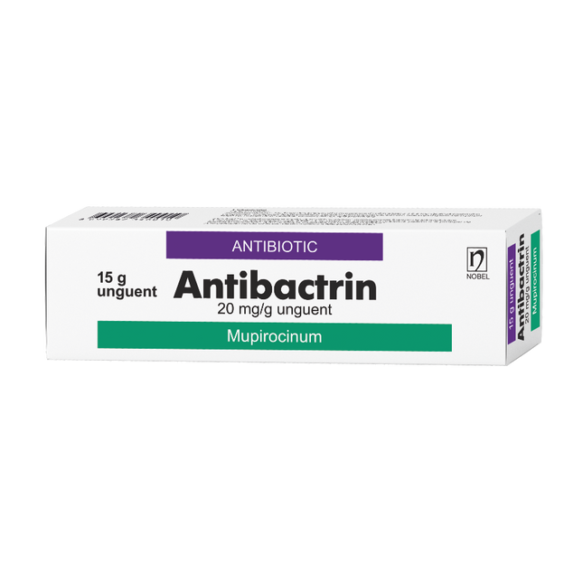 Antibactrin 2% Ointment is a topical antibacterial medication containing mupirocin 2%, an antibiotic effective against a range of gram-positive bacteria, including Staphylococcus aureus. It is used for the treatment and prevention of superficial bacterial skin infections such as infected cuts, wounds, abrasions, and minor skin lesions.

Mupirocin works by inhibiting bacterial protein synthesis, stopping bacterial growth directly at the site of infection.