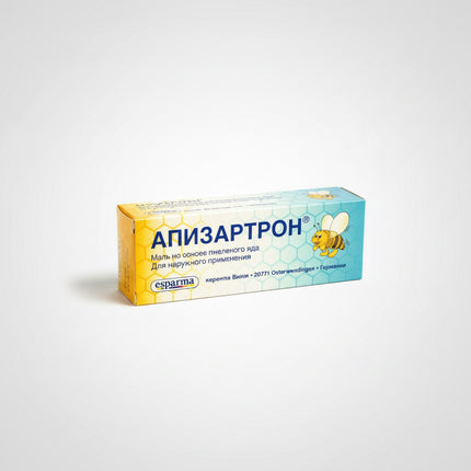 Apizarthron is a topical warming ointment formulated with bee venom (apitoxin), methyl salicylate, and allyl isothiocyanate (mustard oil component). It is designed to stimulate local blood circulation and provide warming relief for muscle and joint discomfort. The combination of active ingredients produces a targeted heat effect that helps relax tense muscles and support mobility.