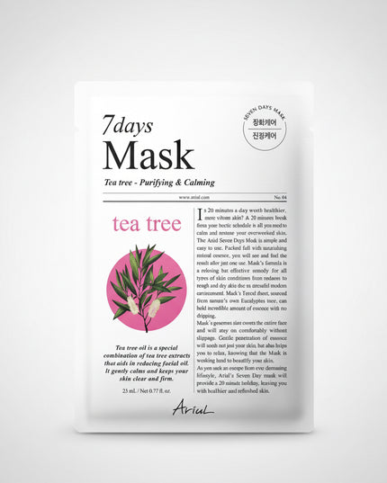 Ariul 7 Days Mask is a popular Korean sheet mask from the Ariul 7 Days line, designed to deliver intensive hydration, soothing comfort, skin repair, and visible skin refreshment in one use.