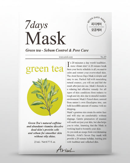 Ariul 7 Days Mask is a popular Korean sheet mask from the Ariul 7 Days line, designed to deliver intensive hydration, soothing comfort, skin repair, and visible skin refreshment in one use.