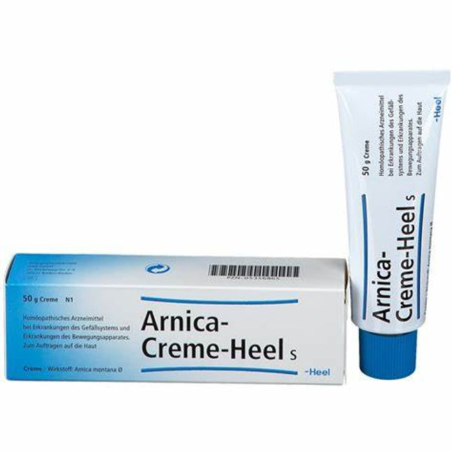Arnica-Creme Heel® S is a homeopathic topical cream containing Arnica montana mother tincture, traditionally used for the supportive treatment of muscle pain, bruising, overexertion, and mild vascular complaints. The cream helps soothe sore muscles and supports recovery after physical strain, sports activities, minor injuries, and muscular tension. Its non-greasy formula absorbs easily and is suitable for daily external application.