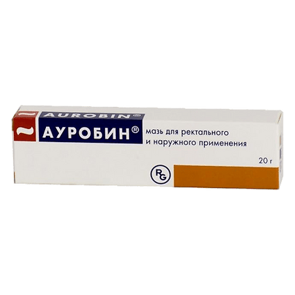 Aurobin ointment box on a white background