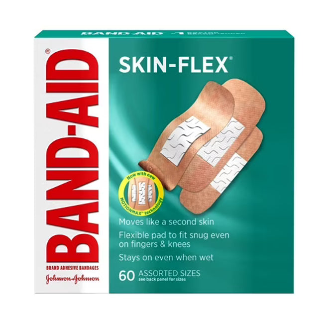 Band Aid, Band-Aid, Band Aid Skin Flex, Skin Flex Bandages, Adhesive Bandages, Flexible Bandages, Wound Care, First Aid, Cut Care, Scrape Care, Sterile Bandages, Assorted Bandages, Bandages Assorted Sizes, Wound Protection, Skin Flex Technology, Travel First Aid, Family First Aid, Minor Cuts, Abrasions, Blister Protection, Банд Эйд, Пластырь, Лейкопластырь, Первая Помощь, Уход За Ранами, Стерильный Пластырь, Порезы, Ссадины, Защита Ран, Гибкий Пластырь, Аптечка, Band Aid, Curitas, Apósitos Adhesivos, Cuidad