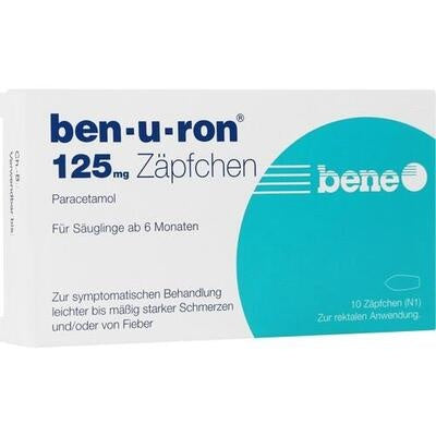 Ben-u-ron Suppositories – Paracetamol Rectal Suppositories, 10 Suppositories (125 mg or 250 mg)