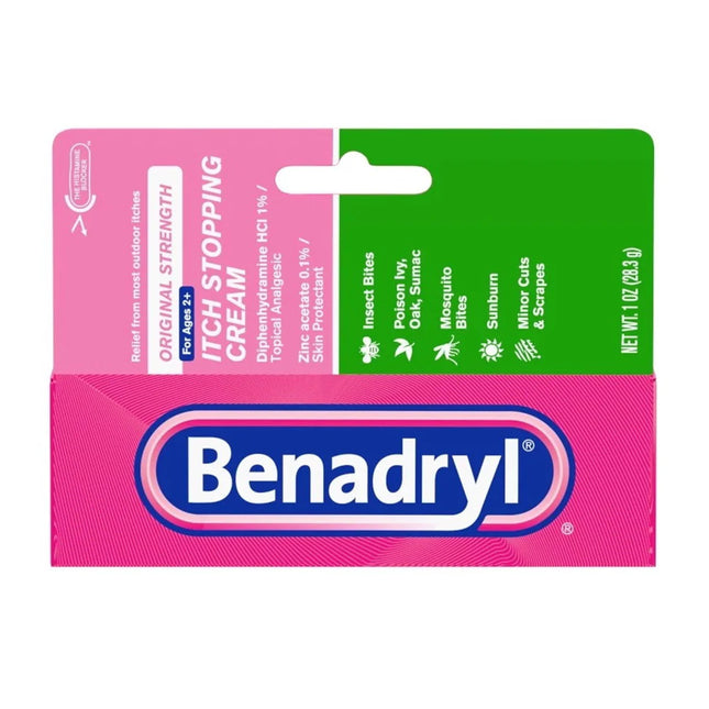 Benadryl, Benadryl Cream, Itch Stopping Cream, Anti Itch Cream, Diphenhydramine Cream, Zinc Acetate Cream, Bug Bite Relief, Mosquito Bite Relief, Poison Ivy Relief, Poison Oak Relief, Poison Sumac Relief, Skin Irritation Relief, Sunburn Relief, First Aid, Topical Analgesic, Skin Protectant, Outdoor Itch Relief, Rash Relief, Anti Itch Treatment, Family First Aid, Бенадрил, Крем От Зуда, Дифенгидрамин, Укус Насекомого, Укус Комара, Ядовитый Плющ, Крем От Раздражения Кожи, Первая Помощь, Средство От Зуда, Bena