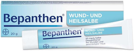 Bepanthen wound and healing balm packaging on a white background