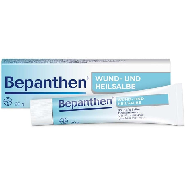 Bepanthen wound and healing balm packaging on a white background