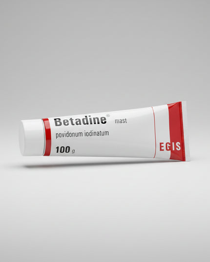 Betadine Ointment 100 mg/g is a topical antiseptic formulation containing povidone-iodine, a broad-spectrum antimicrobial agent used to help prevent and manage minor skin infections. The ointment is commonly applied to cuts, abrasions, burns, and minor wounds to support hygienic wound care and reduce microbial contamination.