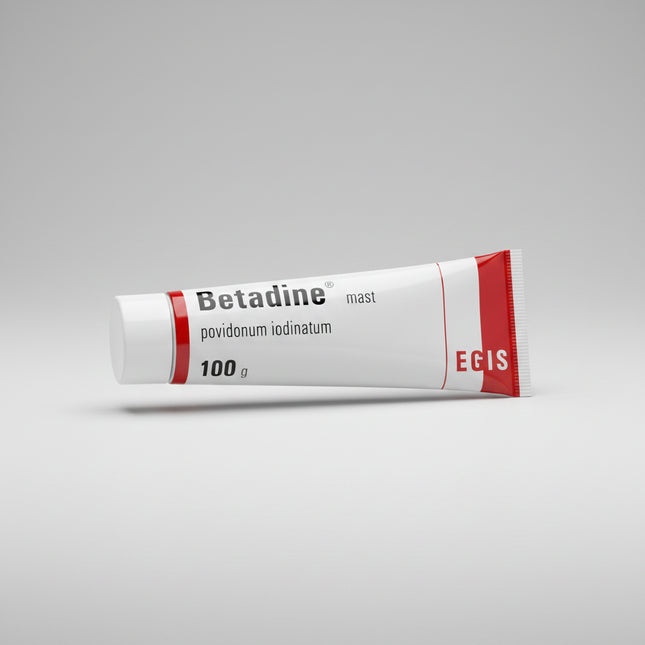 Betadine Ointment 100 mg/g is a topical antiseptic formulation containing povidone-iodine, a broad-spectrum antimicrobial agent used to help prevent and manage minor skin infections. The ointment is commonly applied to cuts, abrasions, burns, and minor wounds to support hygienic wound care and reduce microbial contamination.