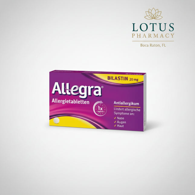 Bilastin 20 mg is a modern, fast-acting, non-drowsy antihistamine used to relieve symptoms of allergic rhinitis, seasonal allergies, and urticaria (hives).
It helps reduce itching, sneezing, runny nose, watery eyes, redness, and skin welts — without causing sedation or impairing focus.