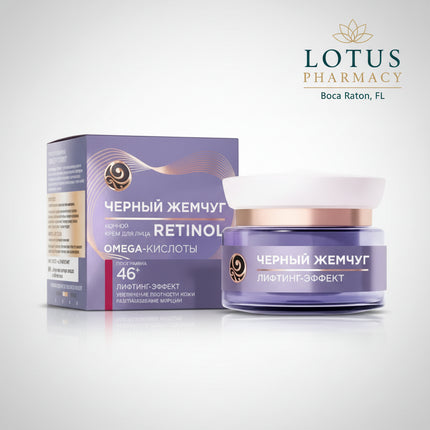 Black Pearl Retinol 46+ Night Face Cream (Крем Black Pearl С Ретинолом 46+ Ночной) is an overnight facial cream developed for the daily care of mature skin age 46+.

The night formula features retinol, a well-known cosmetic ingredient used in anti-aging skincare to support skin renewal and improve the appearance of fine lines, wrinkles, uneven texture, and loss of firmness.