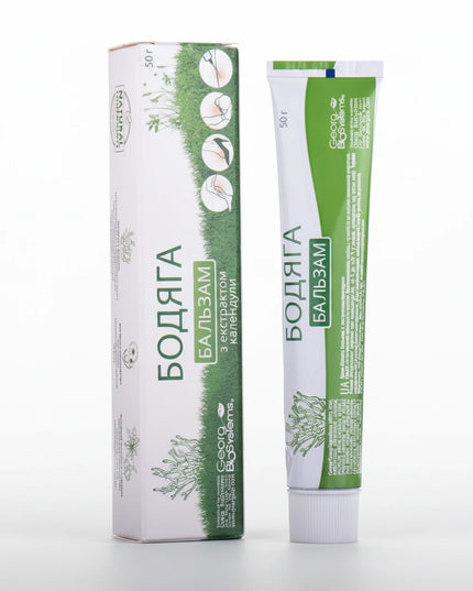 Bodyaga Balm with Calendula Extract is a topical cosmetic balm designed to support skin recovery from bruises, minor injuries, and irritation. It combines bodyaga (freshwater sponge extract) with calendula, known for its soothing and skin-repairing properties. Commonly used to improve the appearance of bruising and support local microcirculation.
