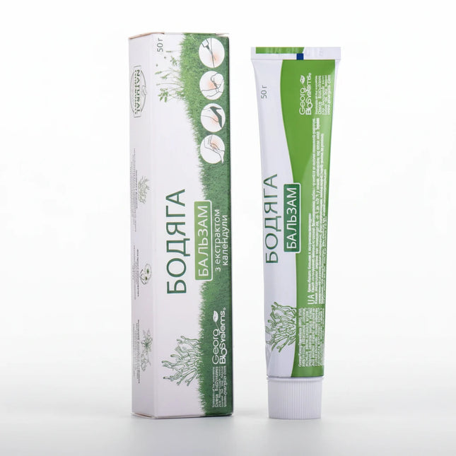 Bodyaga Balm with Calendula Extract is a topical cosmetic balm designed to support skin recovery from bruises, minor injuries, and irritation. It combines bodyaga (freshwater sponge extract) with calendula, known for its soothing and skin-repairing properties. Commonly used to improve the appearance of bruising and support local microcirculation.
