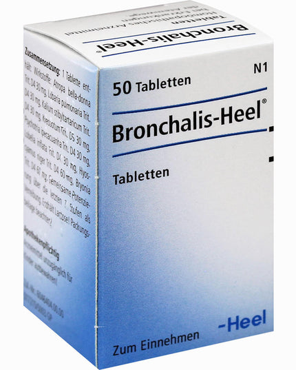 Box of Bronchalis-Heel tablets with blue and white design