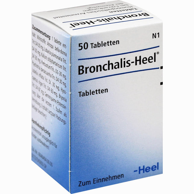 Box of Bronchalis-Heel tablets with blue and white design