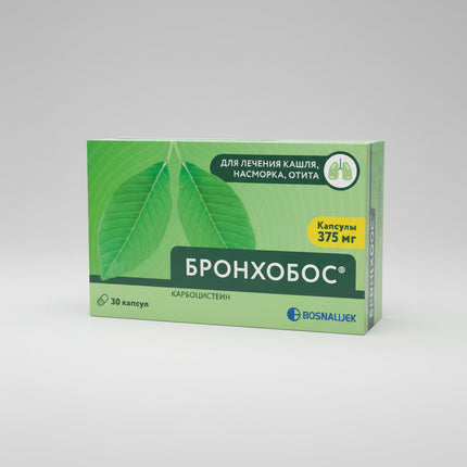 Bronchobos 375 mg capsules contain carbocisteine, a mucolytic agent that helps reduce the thickness and viscosity of bronchial mucus. It supports easier expectoration and improves airway clearance in respiratory conditions associated with excessive mucus production.