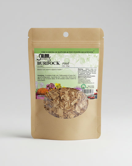 Burdock Root contains dried burdock root (Arctium lappa), a traditional herbal ingredient widely used in European and Asian herbal practices. Burdock root is commonly prepared as a herbal tea or decoction and is traditionally valued for digestive, cleansing, and general wellness support.
