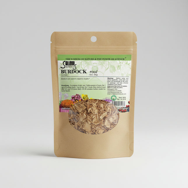 Burdock Root contains dried burdock root (Arctium lappa), a traditional herbal ingredient widely used in European and Asian herbal practices. Burdock root is commonly prepared as a herbal tea or decoction and is traditionally valued for digestive, cleansing, and general wellness support.