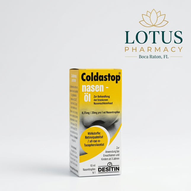 COLDASTOP® Nasal Oil is a&nbsp;pharmacy-grade nasal care oil by Desitin specially developed for the regeneration and protection of dry or damaged nasal mucosa. It is especially useful after excessive use of decongestant nasal sprays, for rhinitis sicca, crusting, post-surgical nasal care, and dry indoor air irritation.