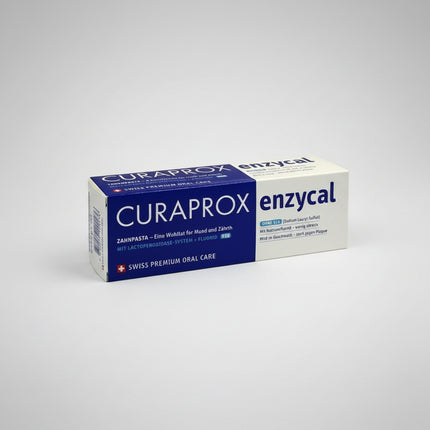 CURAPROX® Enzycal 950 is an ultra-gentle Swiss toothpaste formulated to strengthen the mouth's natural defense system while providing effective cavity protection. It contains 950 ppm sodium fluoride and a unique three-enzyme system that supports the protective functions of saliva, helping to maintain healthy teeth, gums, and oral tissues.